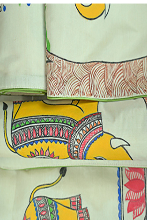 Diorama Designs Chanderi Silk Handpainted Elephant Table Mat