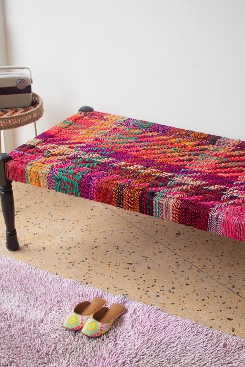 Sirohi Cherry Upcycled Textile Charpai