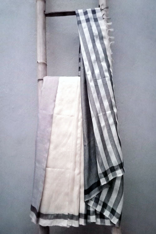 Bun.Kar Bihar 'Aneri' Handwoven Color-Block Silk Saree-1
