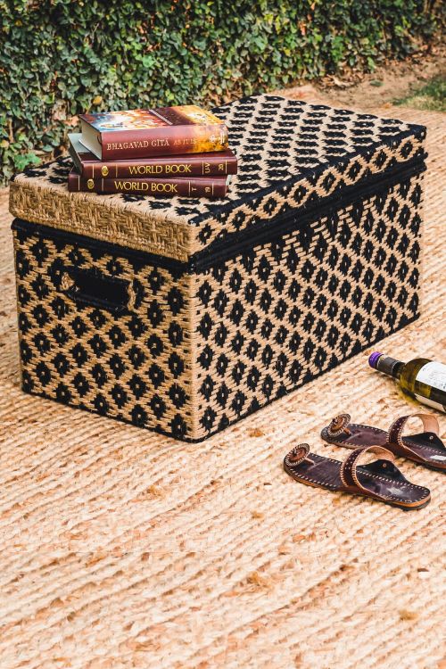 Sirohi Staid Jute & Black Cotton Trunk – Okhaistore