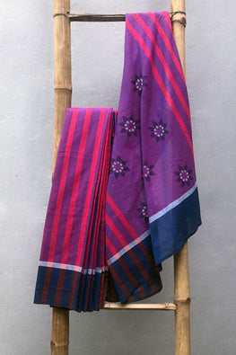 Bhavna 01 B Extra Weft Handwoven Purple Cotton Saree Online