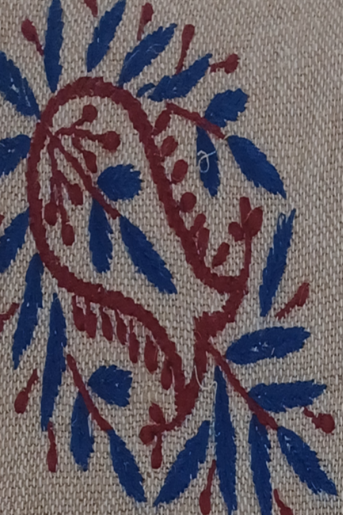 Jute Chikankari Hand Embroidery Laptop Sleeve- Blue And Red