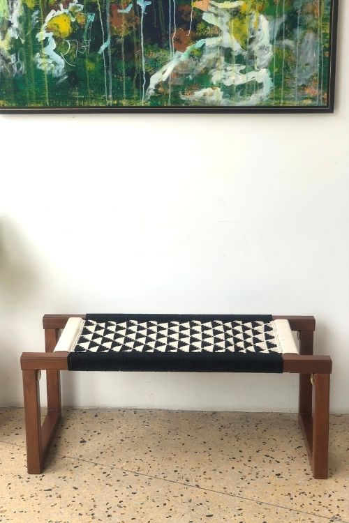 Tri Galore Cotton Wooden Bench