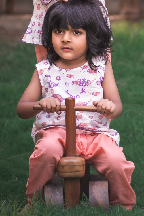 Whitewater Kids Unisex Organic Koi Peach Jhabla With Peach Pants