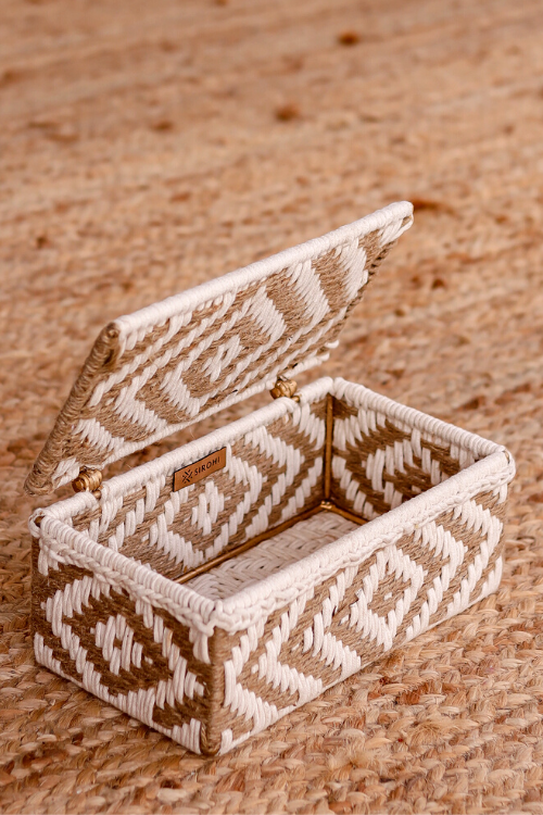 Diamond White & Jute Box