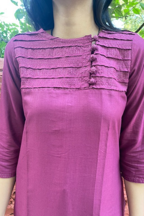  Sadhna Mumal Purple Short Cotton Silk Kurta For Women Online