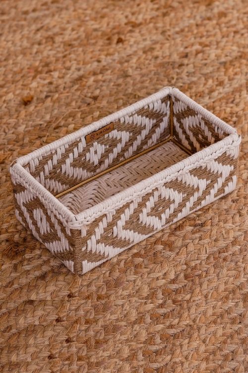 Sirohi Memories Trinket Storage Tray - Jute & White