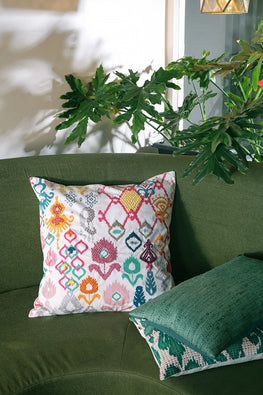 Ikat Embroidery Cushion Cover Punch