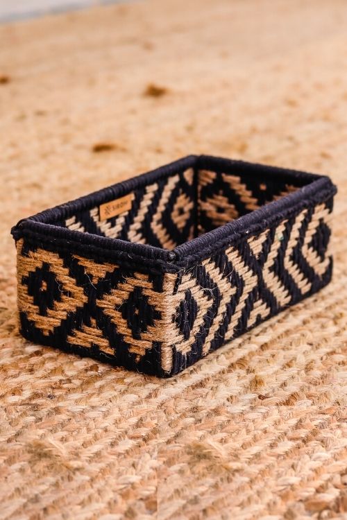 Memories Trinket Storage Tray - Jute & Black