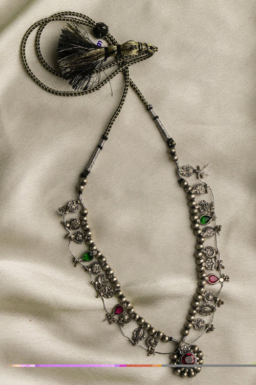 TICH Pure Silver Traditional Maharashtrian Neckpiece - Saaz