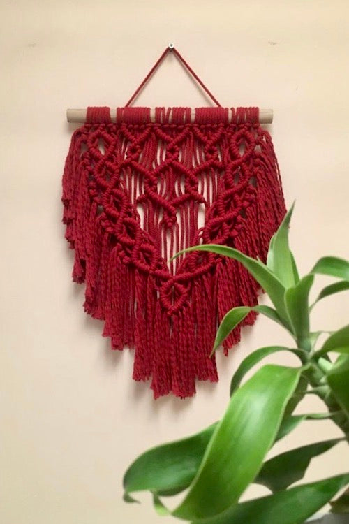Red Wine Spring Handcrafted Small Macrame Wall Hanging Online