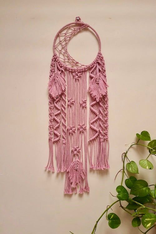 Fly Me To Moon Pink Macrame Dream Catcher Online