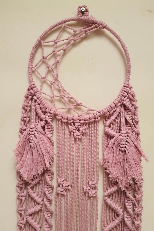 Fly Me To Moon Pink Macrame Dream Catcher Online