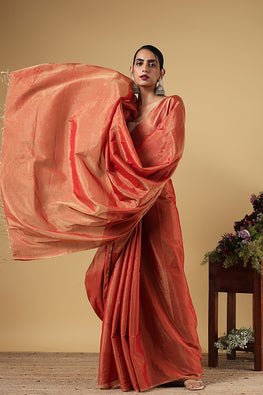 Red Handweave Maheshwari Handloom Full Tissue Saree Online