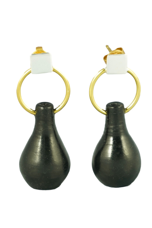 Kabbish'S  Black Pottery Mehrab Surahi Drop Earrings