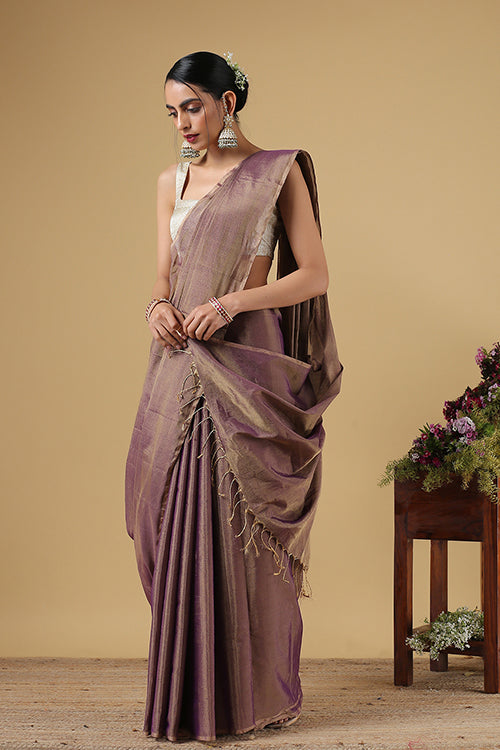 Voilet Handweave Maheshwari Handloom Full Tissue Saree Online