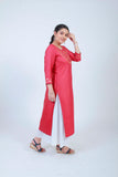 Urmul 'Mohini' Hand Embroidered Red cotton silk kurta