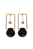Kabbish'S Pyau Black And Gold Plated Earrings, Black Pottery