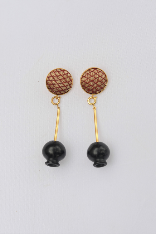 Kabbish'S Drop Bharatnatyam Earrings,Black Pottery