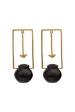 Kabbish'S Mathni Black And Gold Plated Earrings, Black Pottery