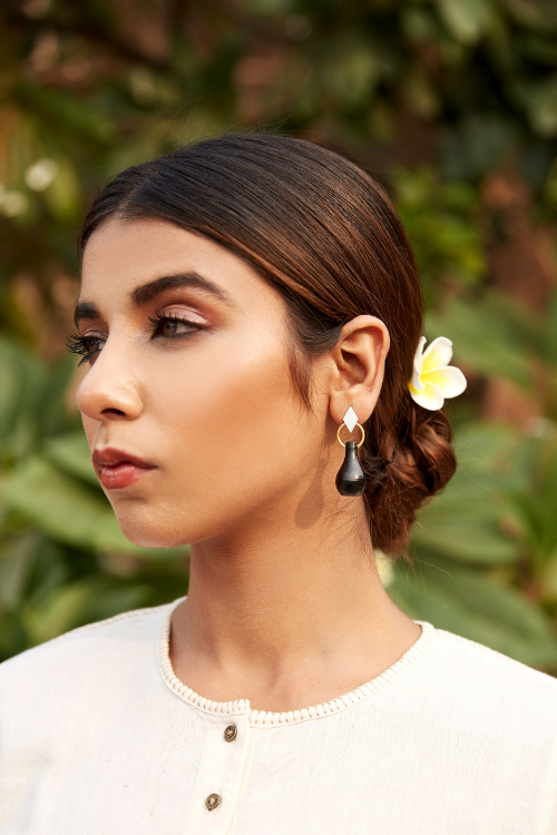 Kabbish'S  Black Pottery Mehrab Drop Earrings