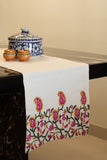 Samuday Crafts Cream Table Runner With Chikankari Embroidery