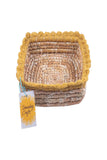 Wheat Grass Rectangle Fruit Basket With Crochia