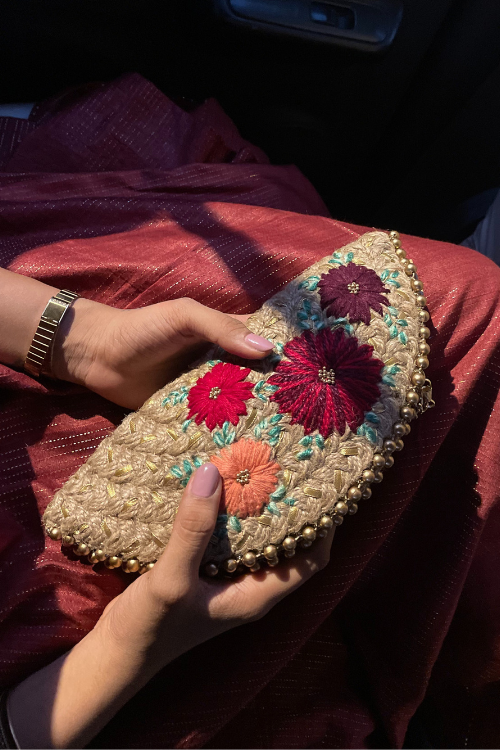 Red Gold Halfmoon Clutch