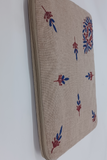 Jute Chikankari Hand Embroidery Laptop Sleeve- Blue And Red