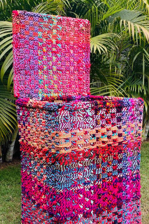 Cherry Upcycled Textile Laundry Basket