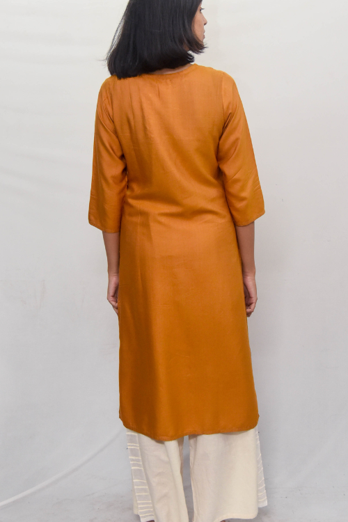 Sadhna 'Mumal' Mustard Tanka Work Cotton Silk Kurta