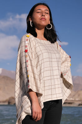 Looms of Ladakh "Suru" Handwoven Crocheted Pashmina Overlay