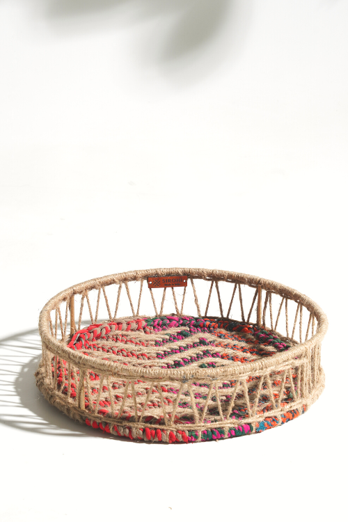 Spiral Upcycled Textile Round Tray