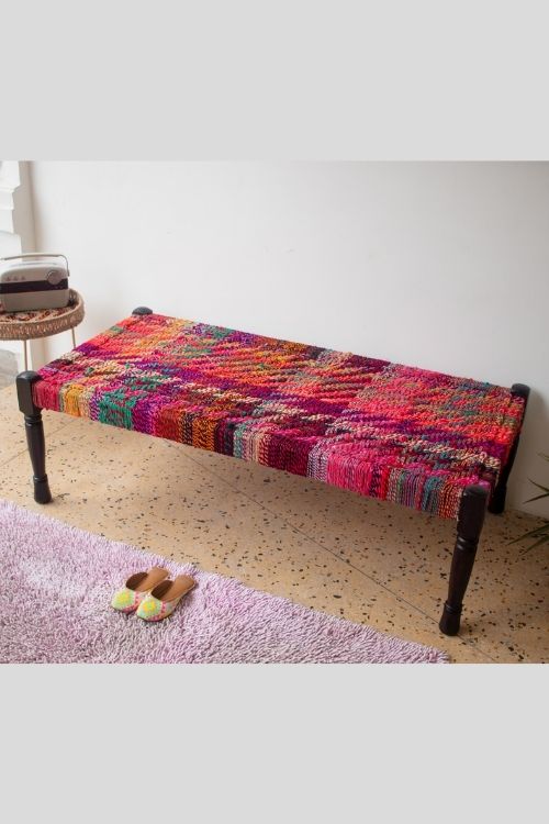Sirohi Cherry Upcycled Textile Charpai