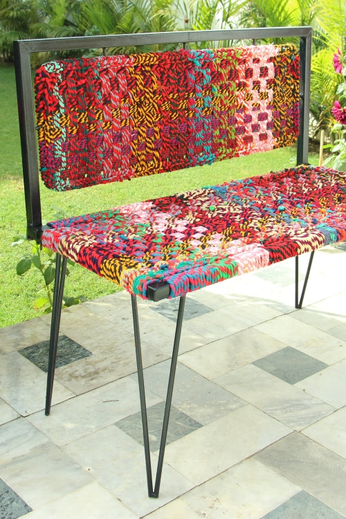 Jaipur Textile Waste Foldable Metal Bench