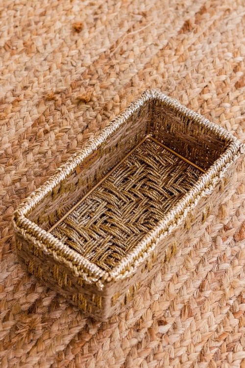 Sirohi Memories Trinket Storage Tray - Jute & Gold