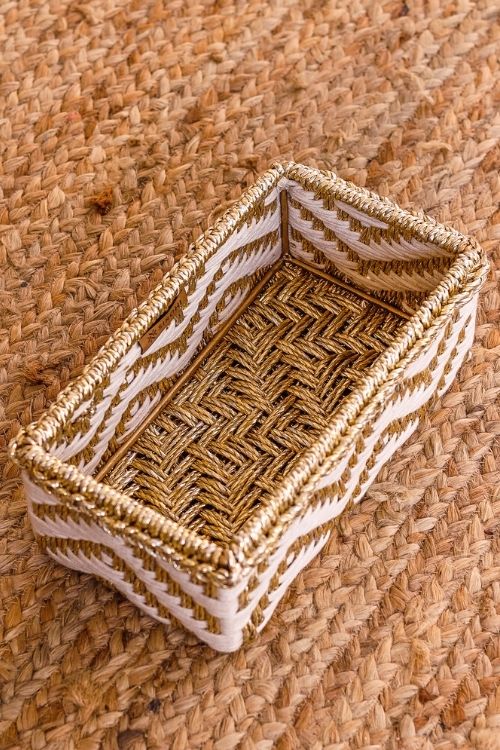 Sirohi Memories Trinket Storage Tray - White & Gold