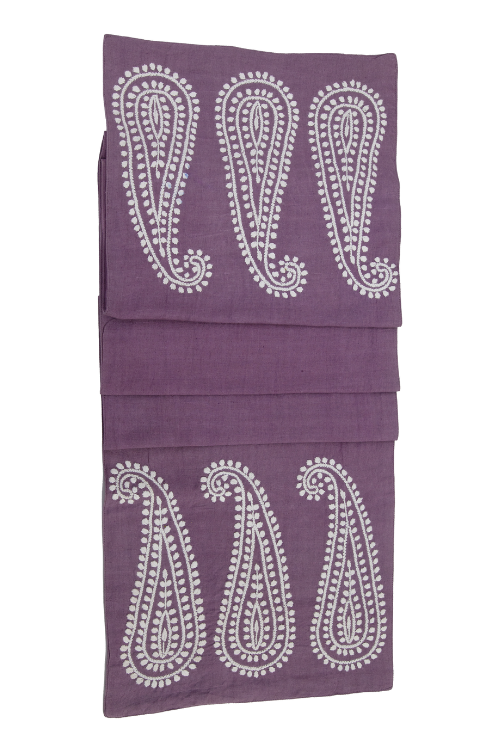 Samuday Crafts Purple Table Runner With Chikankari Embroidery