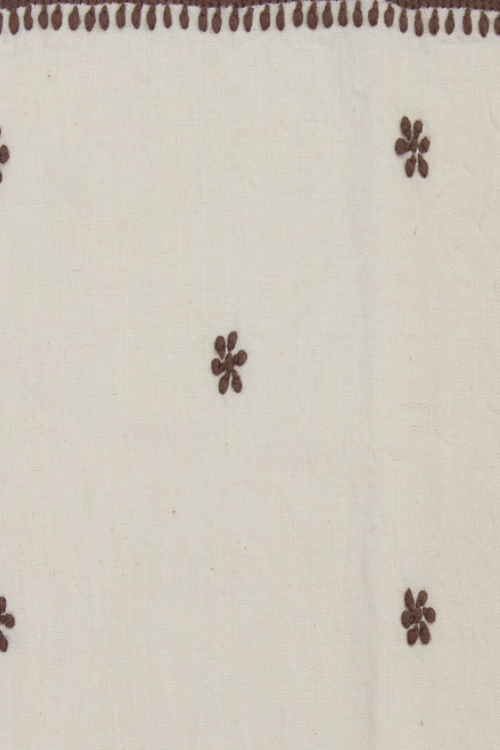 Table Placemat -Off White With Brown Chikankari Embroidery