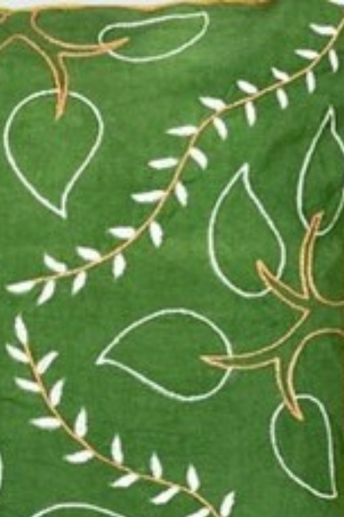 Samuday Craft Green--Handblock-Printing-With-Hand-Embroidery-Cushion-Cover