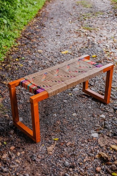 Sirohi Rangeen Jute & Textile Wooden Bench