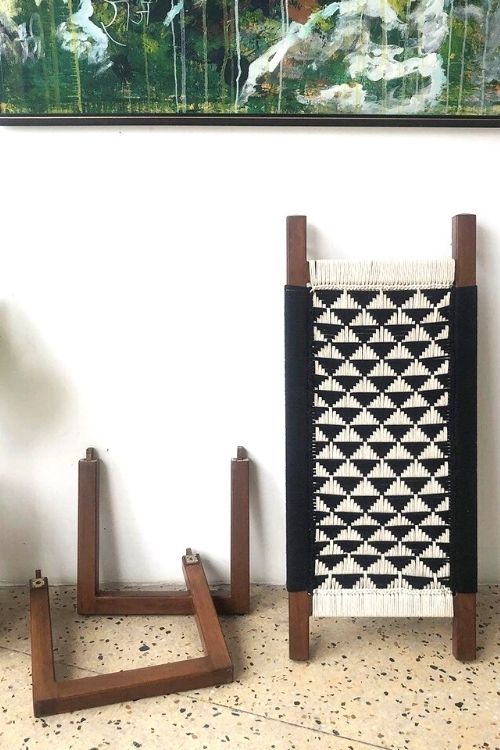 Tri Galore Cotton Wooden Bench