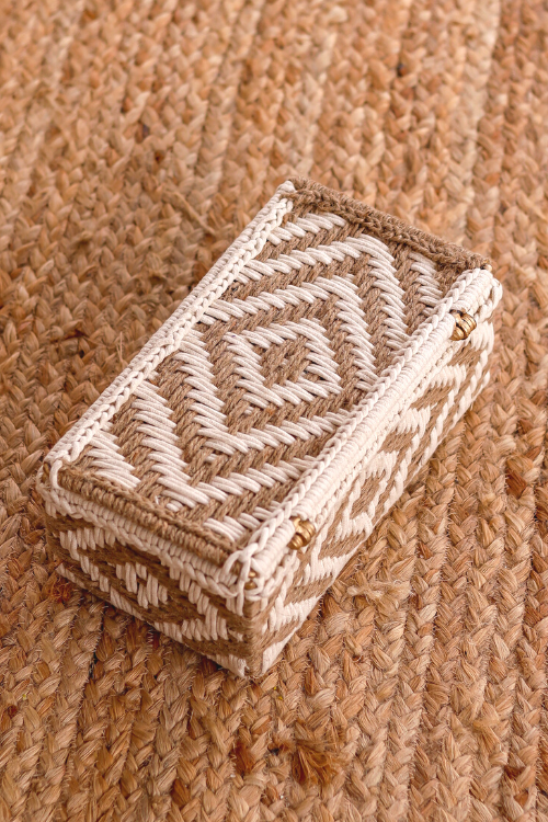 Diamond White & Jute Box