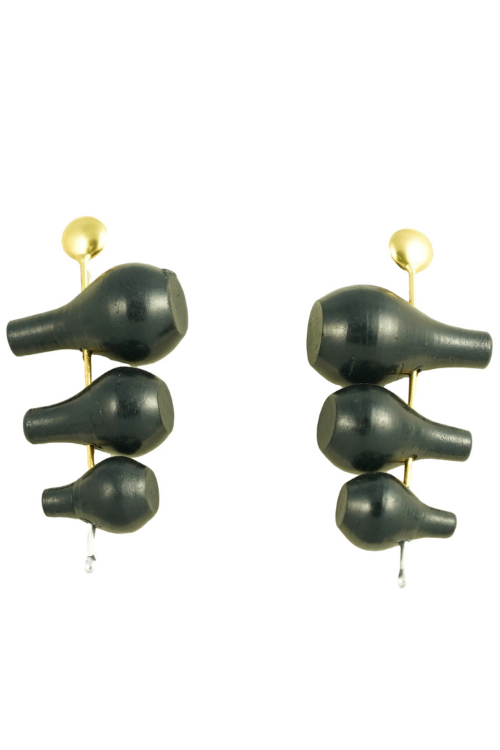 Kabbish'S Chirag Drop Earrings, Black Pottery