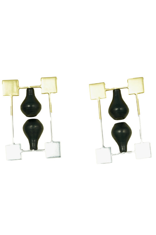 Kabbish'S Mehrab Geometric Patterned Earrings, Black Pottery