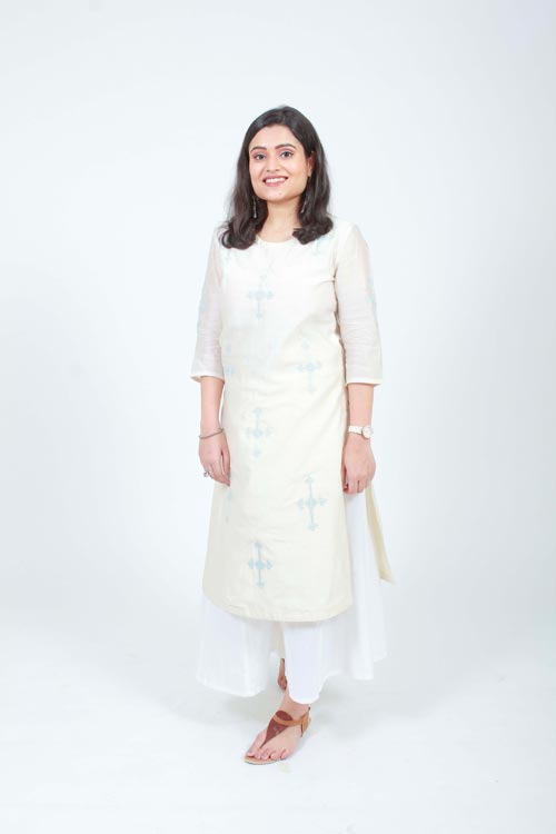 Urmul Viaan Hand Embroidered Pure Chanderi White Kurta For Women Online