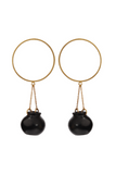 Kabbish'S Handi Hoop And Dangle Earrings, Black Pottery