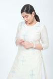 Urmul 'viaan' Hand Embroidered white pure chanderi kurta