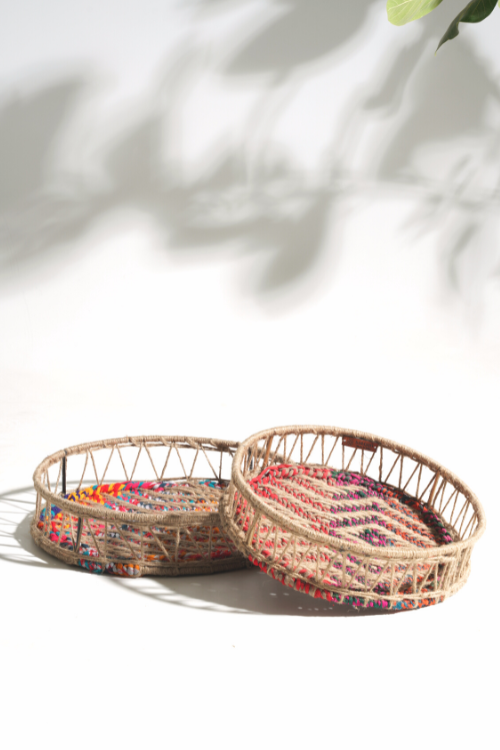 Sirohi Spiral Upcycled Textile Round Tray