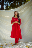 Urmul Reeti Red Hand Embroidered Kurta Pant Set For Women Online